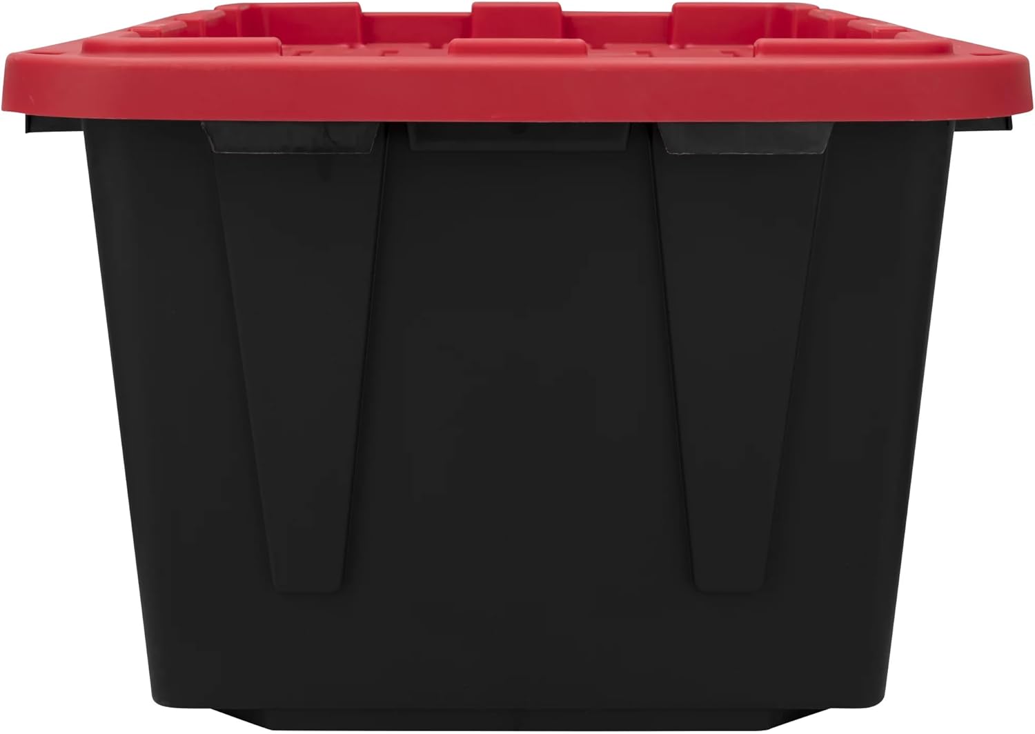 27 Gallon Plastic Storage Bin Tote Organizing Container With Durable Lid and Secure Latching Buckles, Stackable and Nestable Lid Plastic Storage Bin, 1 Pack, Black Base/Red Lid