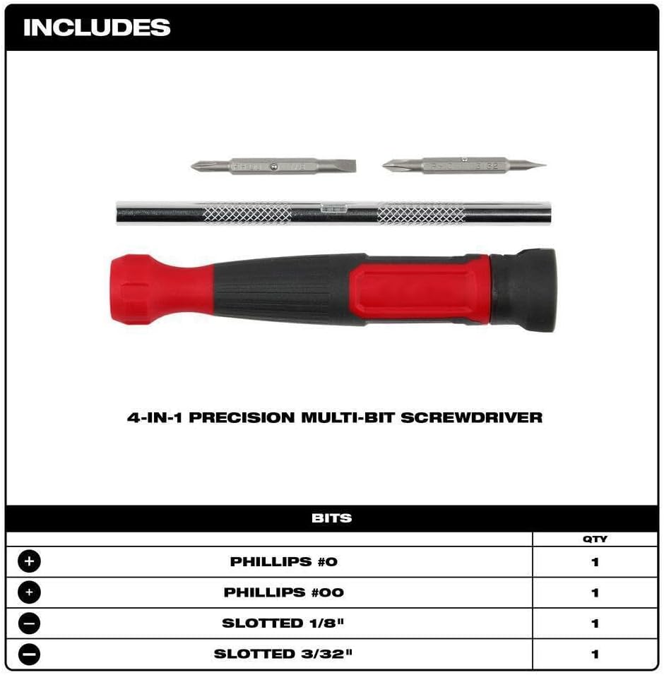4 In 1 For Milwaukee Precision Multi Bit Screwdriver