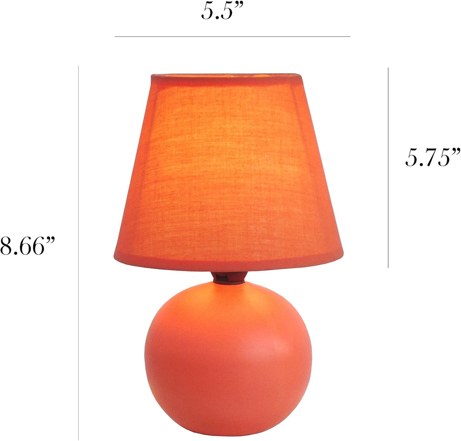 Simple Designs LT2008-ORG Mini Ceramic Globe Table Lamp, Orange