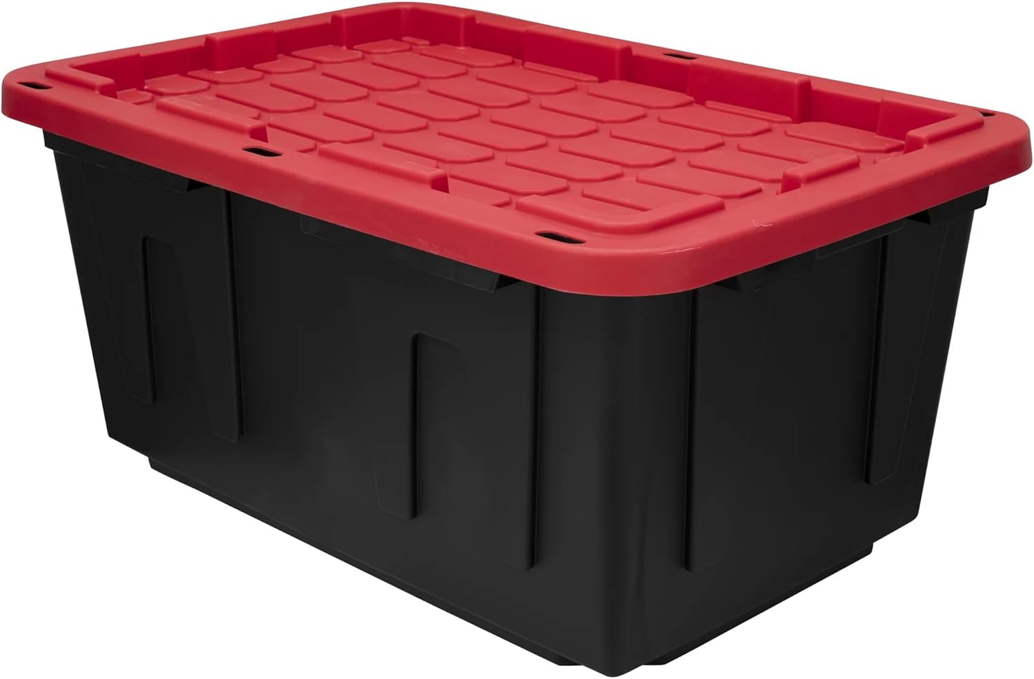 27 Gallon Plastic Storage Bin Tote Organizing Container With Durable Lid and Secure Latching Buckles, Stackable and Nestable Lid Plastic Storage Bin, 1 Pack, Black Base/Red Lid
