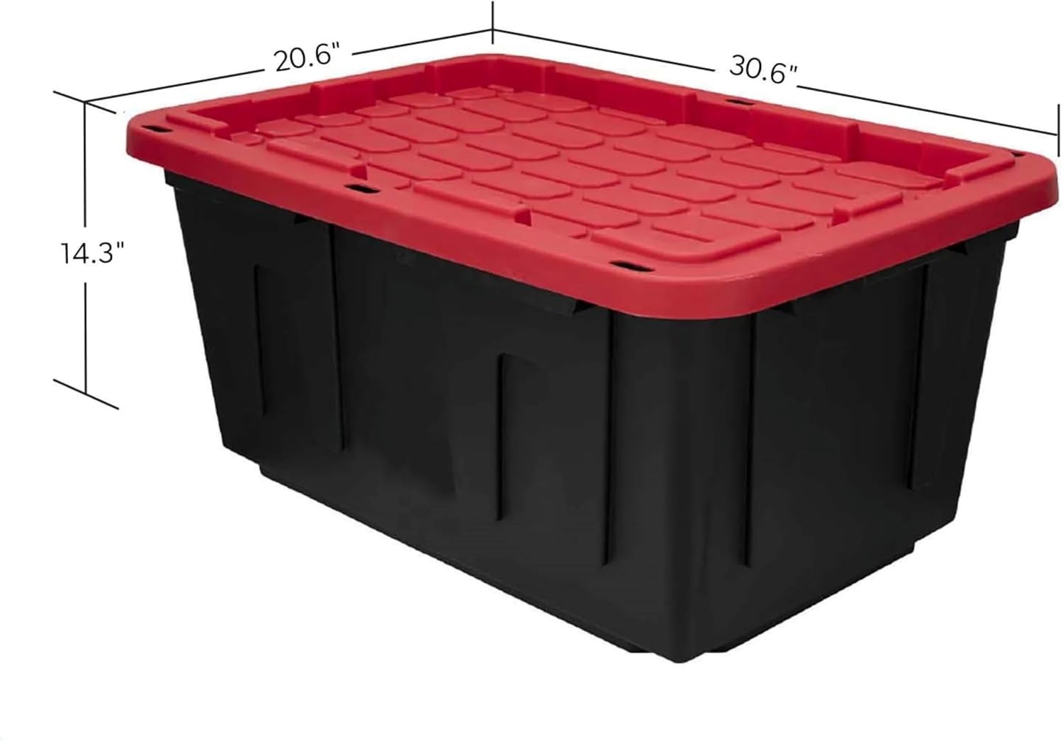 27 Gallon Plastic Storage Bin Tote Organizing Container With Durable Lid and Secure Latching Buckles, Stackable and Nestable Lid Plastic Storage Bin, 1 Pack, Black Base/Red Lid