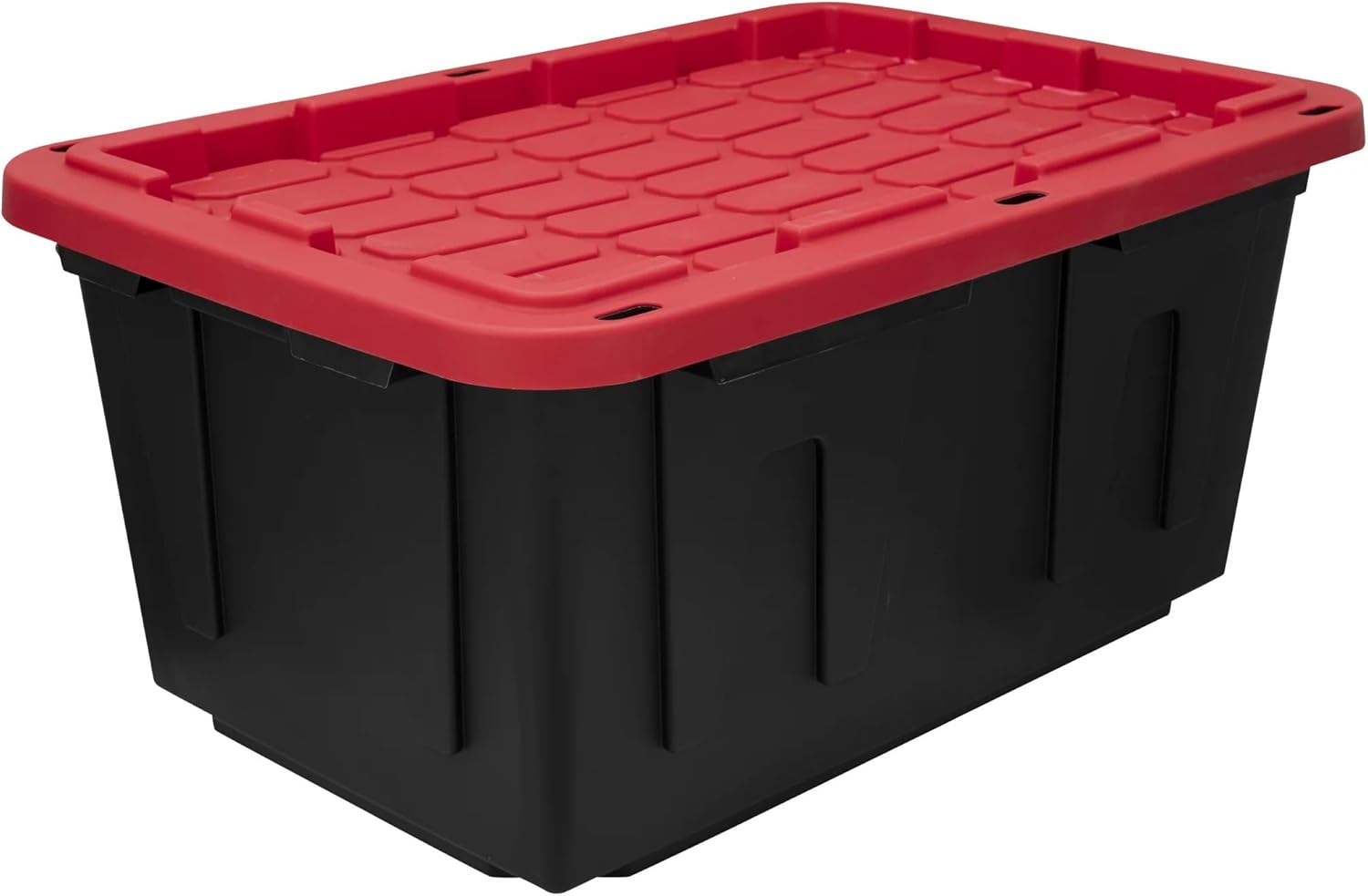 27 Gallon Plastic Storage Bin Tote Organizing Container With Durable Lid and Secure Latching Buckles, Stackable and Nestable Lid Plastic Storage Bin, 1 Pack, Black Base/Red Lid