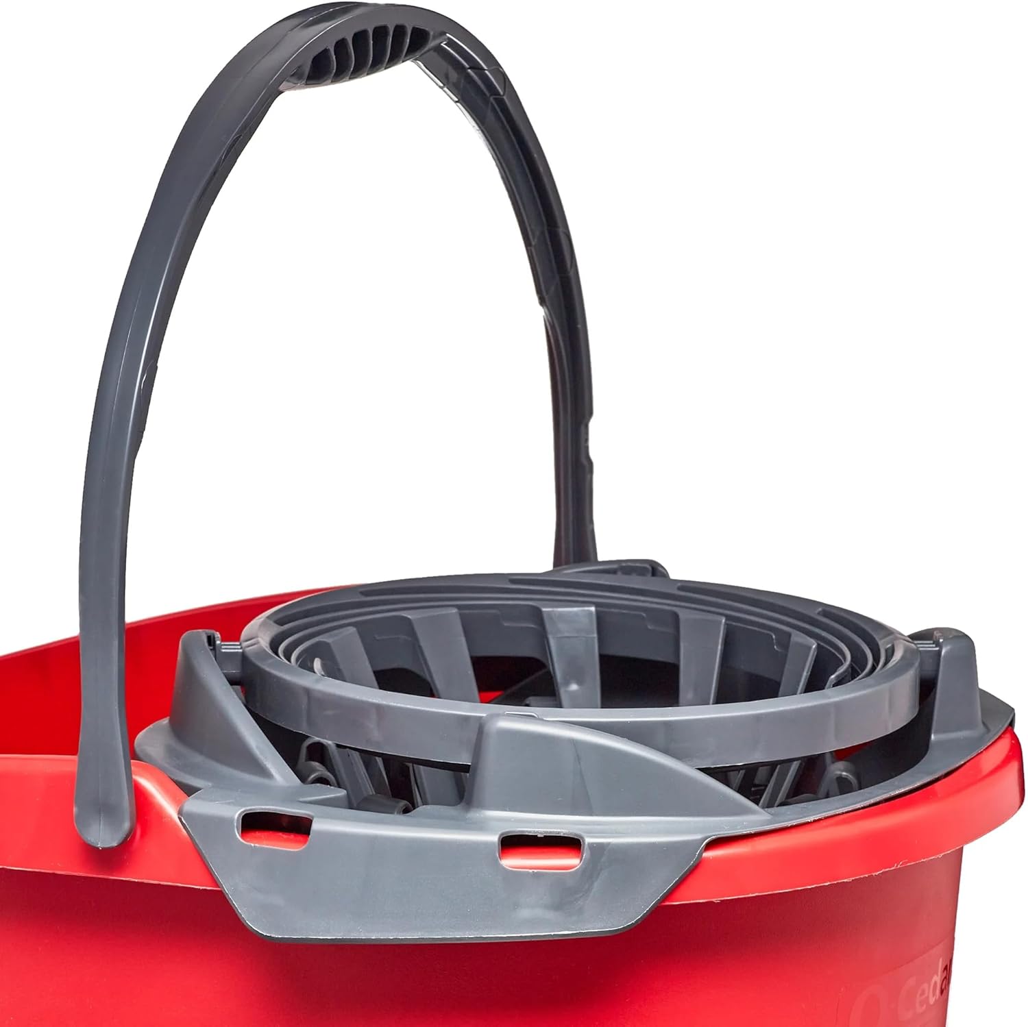 Quick Wring Bucket, 2.5 Gallon Mop Bucket with Wringer, Red