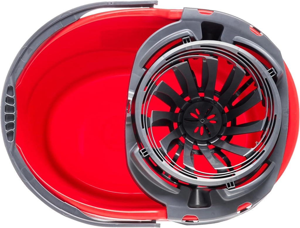 Quick Wring Bucket, 2.5 Gallon Mop Bucket with Wringer, Red