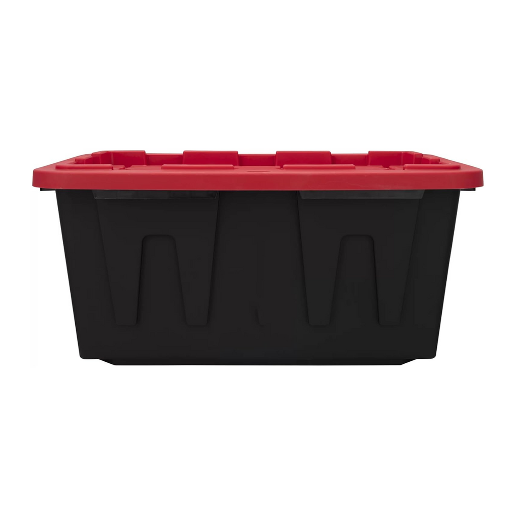 27 Gallon Plastic Storage Bin Tote Organizing Container With Durable Lid and Secure Latching Buckles, Stackable and Nestable Lid Plastic Storage Bin, 1 Pack, Black Base/Red Lid