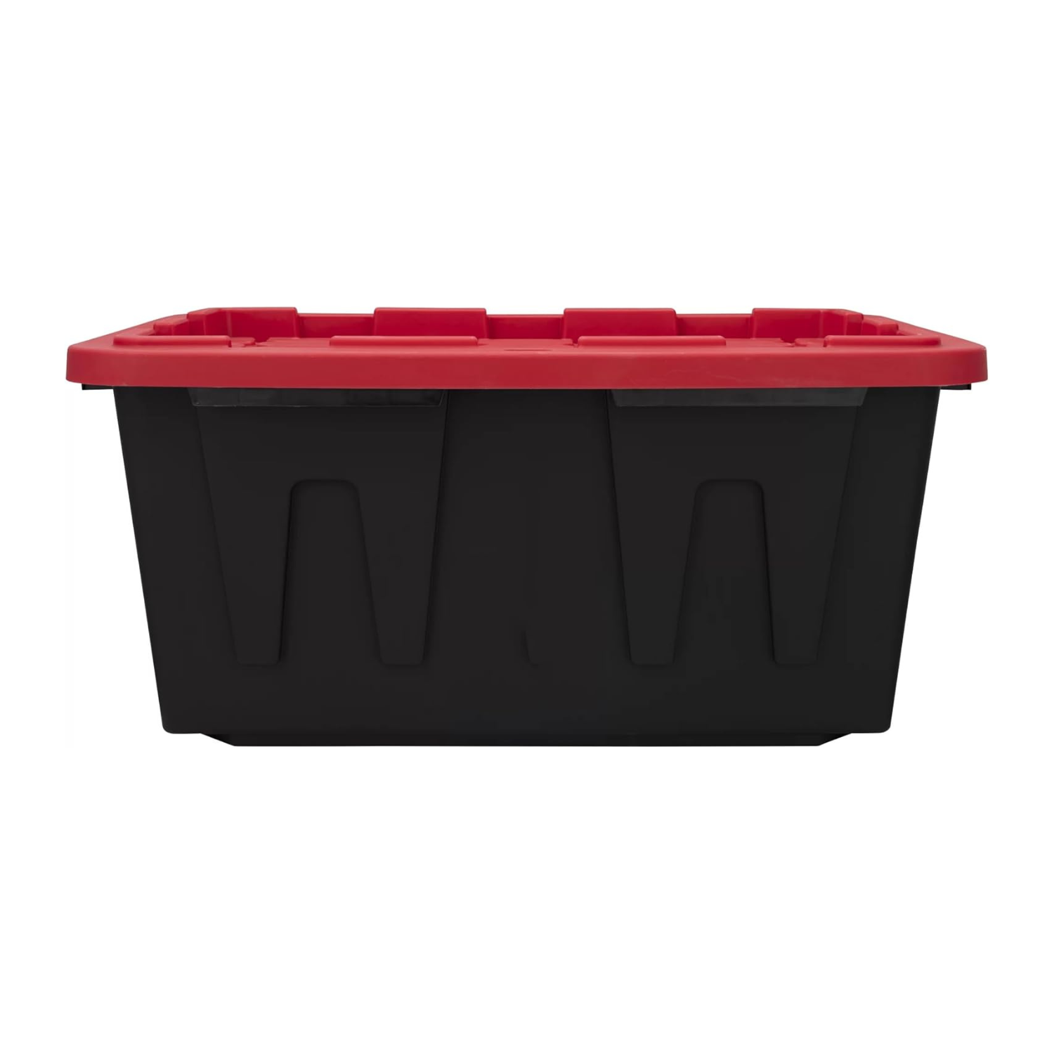 27 Gallon Plastic Storage Bin Tote Organizing Container With Durable Lid and Secure Latching Buckles, Stackable and Nestable Lid Plastic Storage Bin, 1 Pack, Black Base/Red Lid